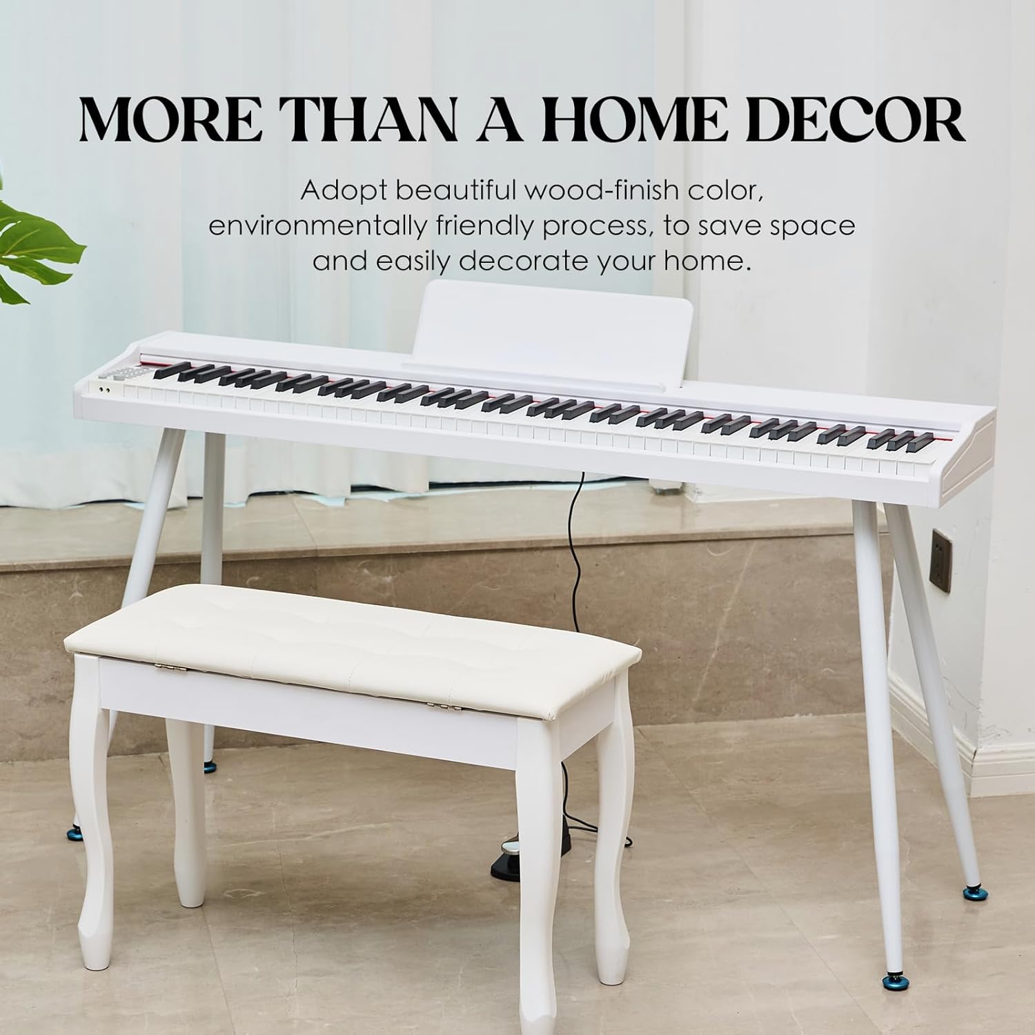 Teclado digital para piano de 88 teclas semiponderado, piano eléctrico de tamaño completo para principiantes, con soporte de partitura, pedal, adaptador de corriente, modo de auriculares,