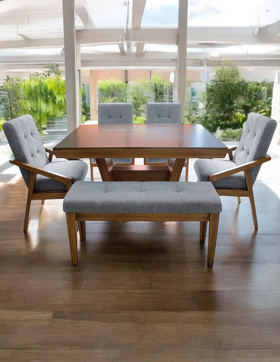 Comedor para 6 personas de madera de parota