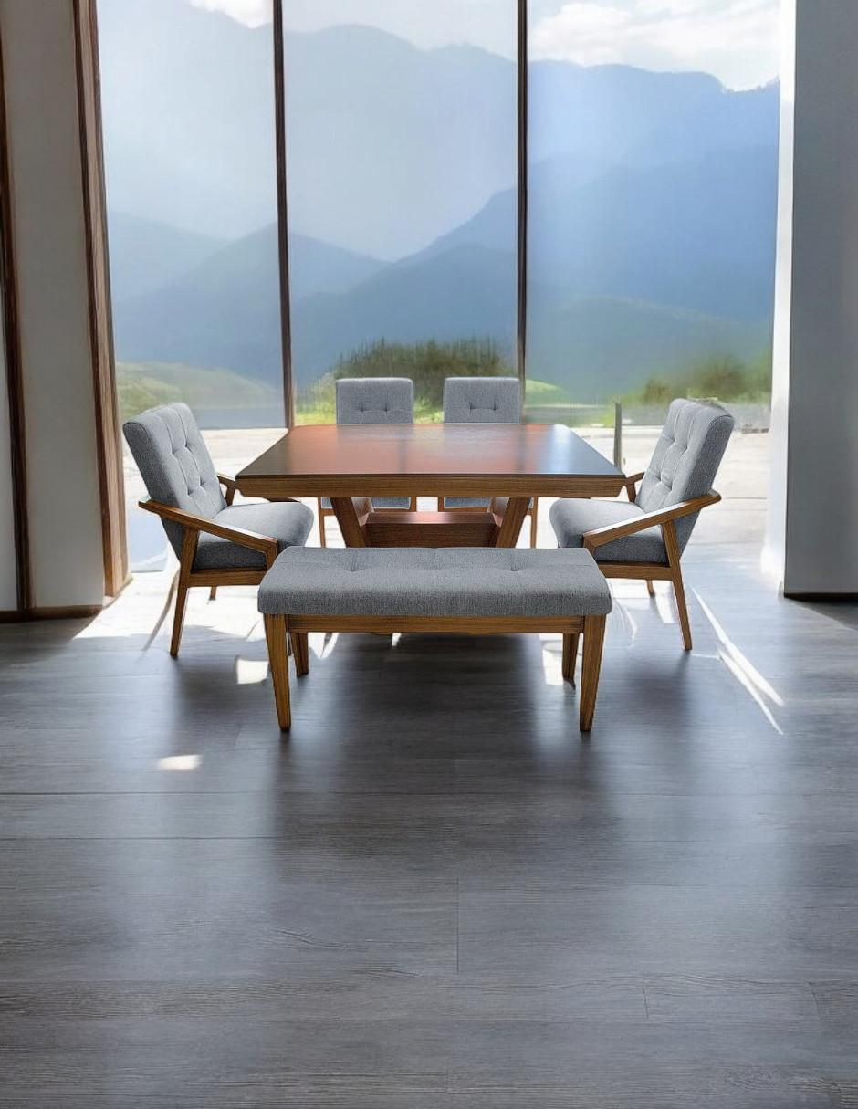 Comedor para 6 personas de madera de parota
