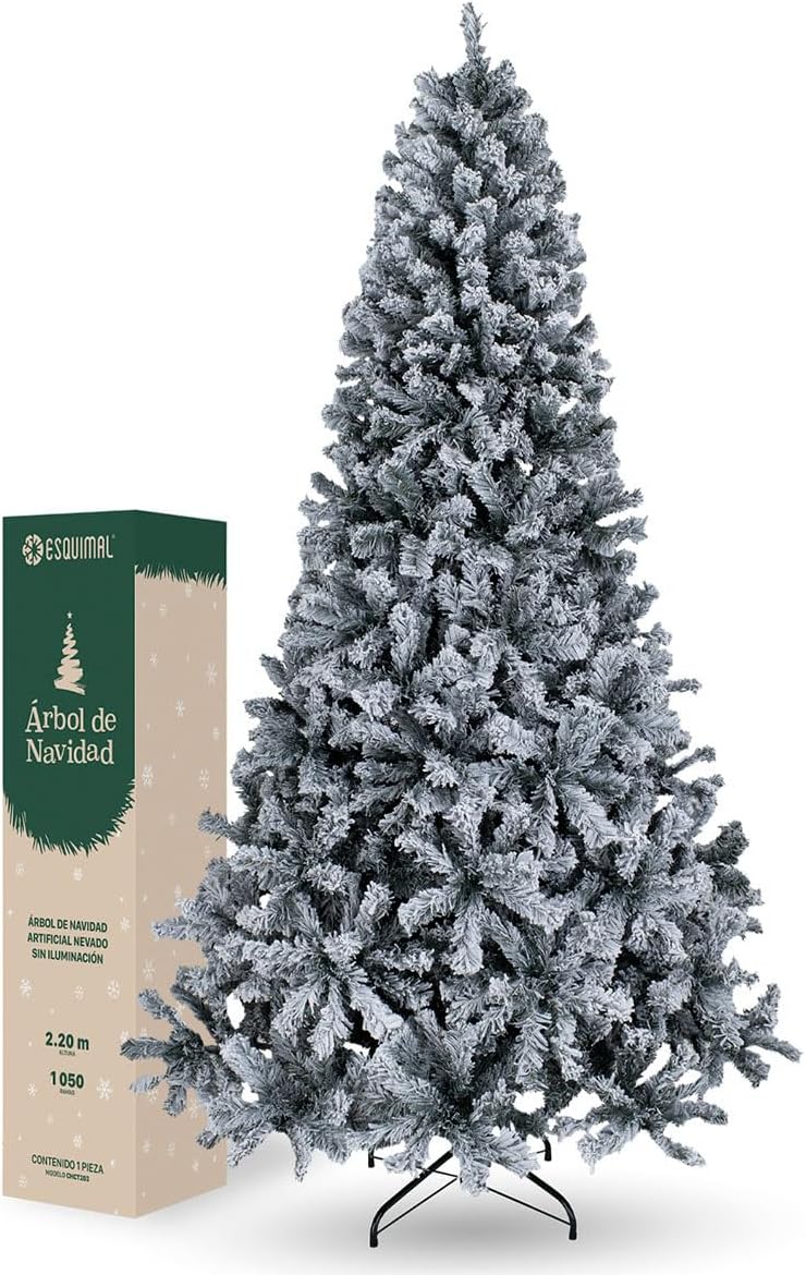ESQUIMAL Árbol de Navidad Frondoso con Ramas Escarchadas, Pino Navideño (Rosa Nevado, 2.2 m)