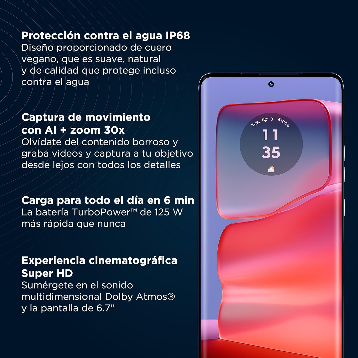 motorola Moto Edge 50 Pro - 512 GB Memoria, 12 GB RAM, Celular Desbloqueado, 1 Año de Garantía - Negro