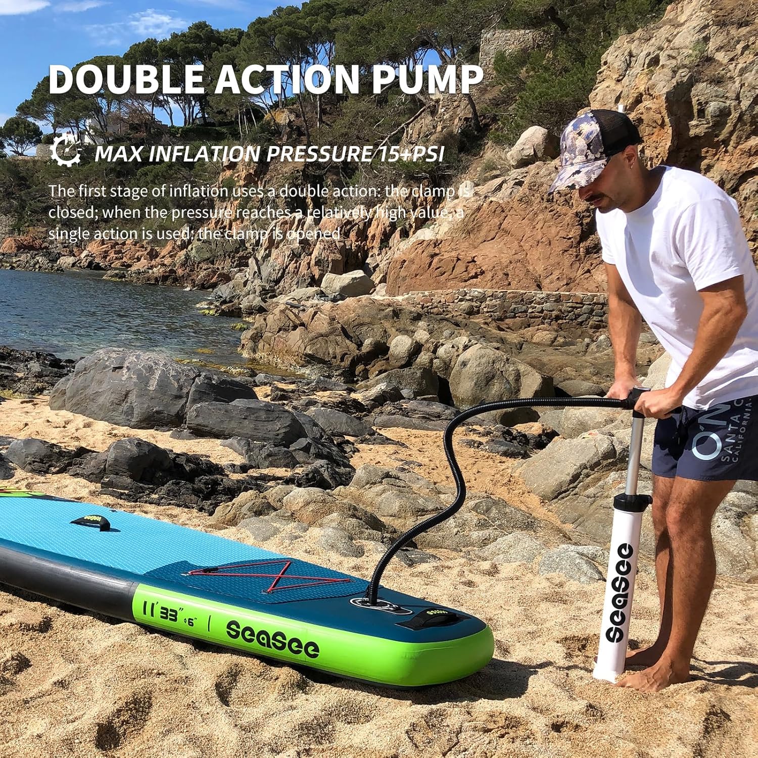 SEASEESUP Tablas de Remo inflables con Accesorios Sup, Tabla de Remo de 12 pies, Duradera, Ligera, diseño Estable de 33 Pulgadas de Ancho para Adultos con sobrepeso