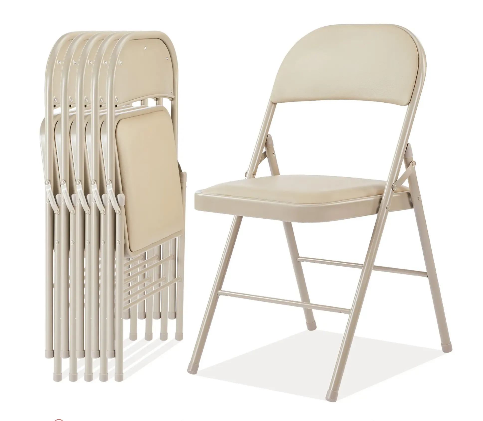 【Paquete económico】 Silla plegable con asiento acolchado en piel, estructura metálica robusta, asiento versátil para uso en interiores y exteriores.
