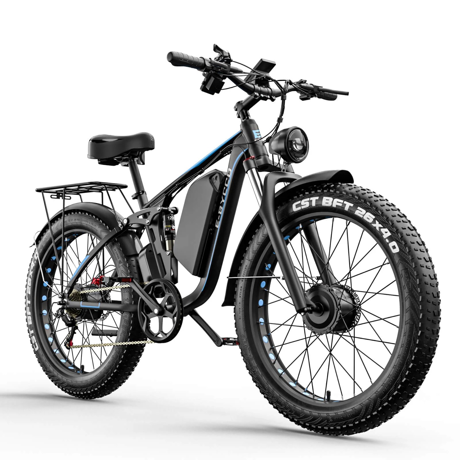 Bicicleta Eléctrica para Adultos 4000W Pico 5000W Motor Doble Ebike 52V 32AH 30-100 Millas hasta 45 MPH 26 Pulgadas Neumáticos Gordos Todo Terreno con Suspensión
