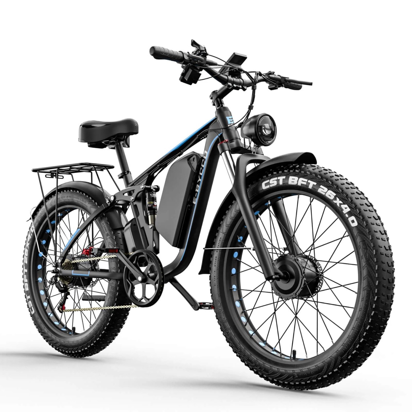 Bicicleta Eléctrica para Adultos 4000W Pico 5000W Motor Doble Ebike 52V 32AH 30-100 Millas hasta 45 MPH 26 Pulgadas Neumáticos Gordos Todo Terreno con Suspensión