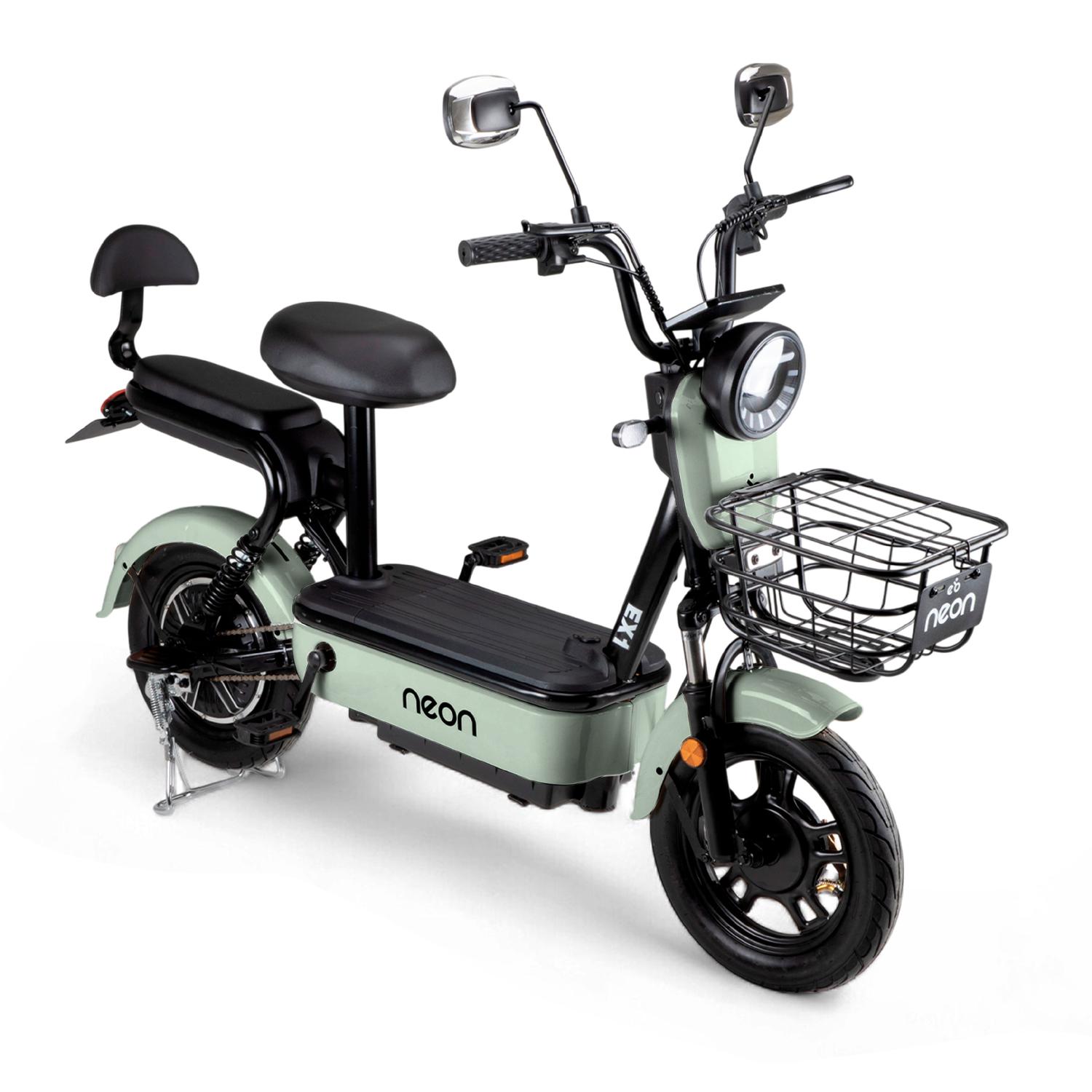 Bicicleta Eléctrica Motobici R14 Neon EX-1 Frenos de Tambor 350W 0-38 km/h 50km Acero verde