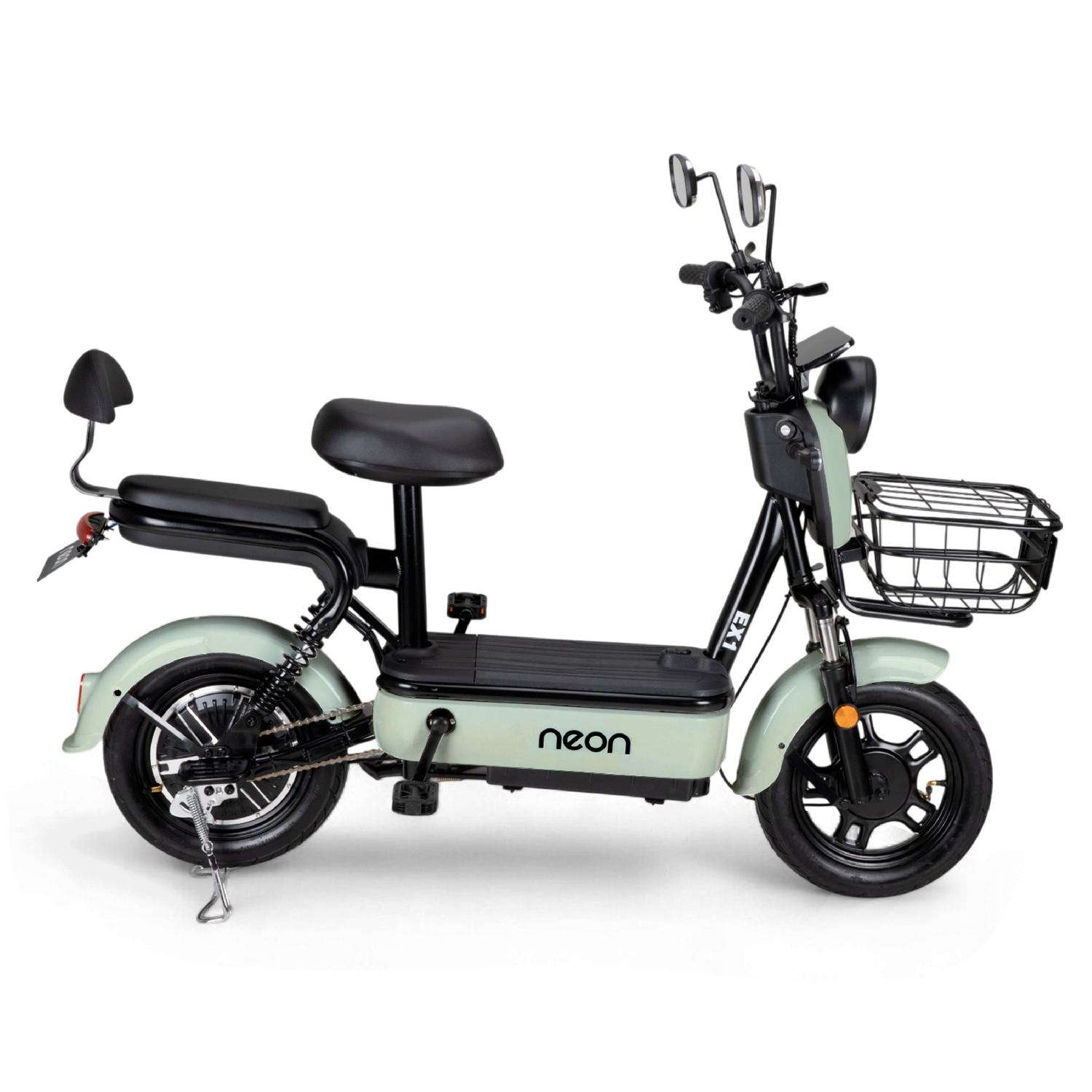 Bicicleta Eléctrica Motobici R14 Neon EX-1 Frenos de Tambor 350W 0-38 km/h 50km Acero verde