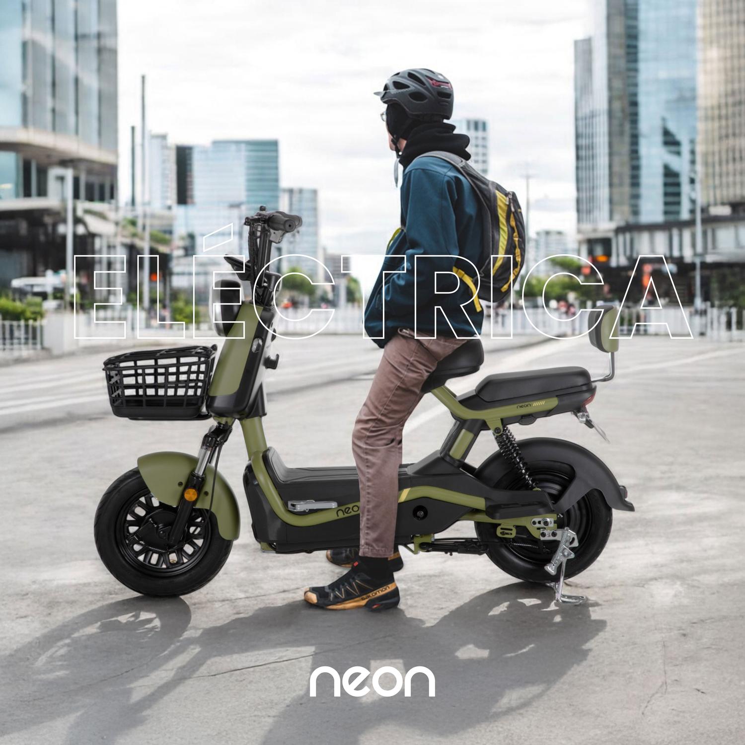 Bicicleta Eléctrica Motobici R14 Neon EX-1 Frenos de Tambor 350W 0-38 km/h 50km Acero verde