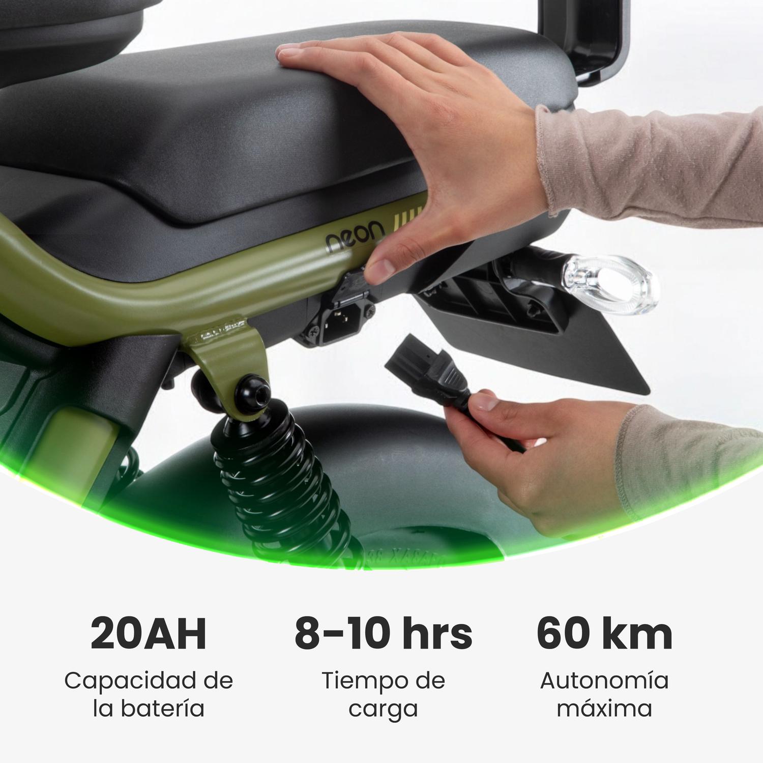 Bicicleta Eléctrica Motobici R14 Neon EX-1 Frenos de Tambor 350W 0-38 km/h 50km Acero verde