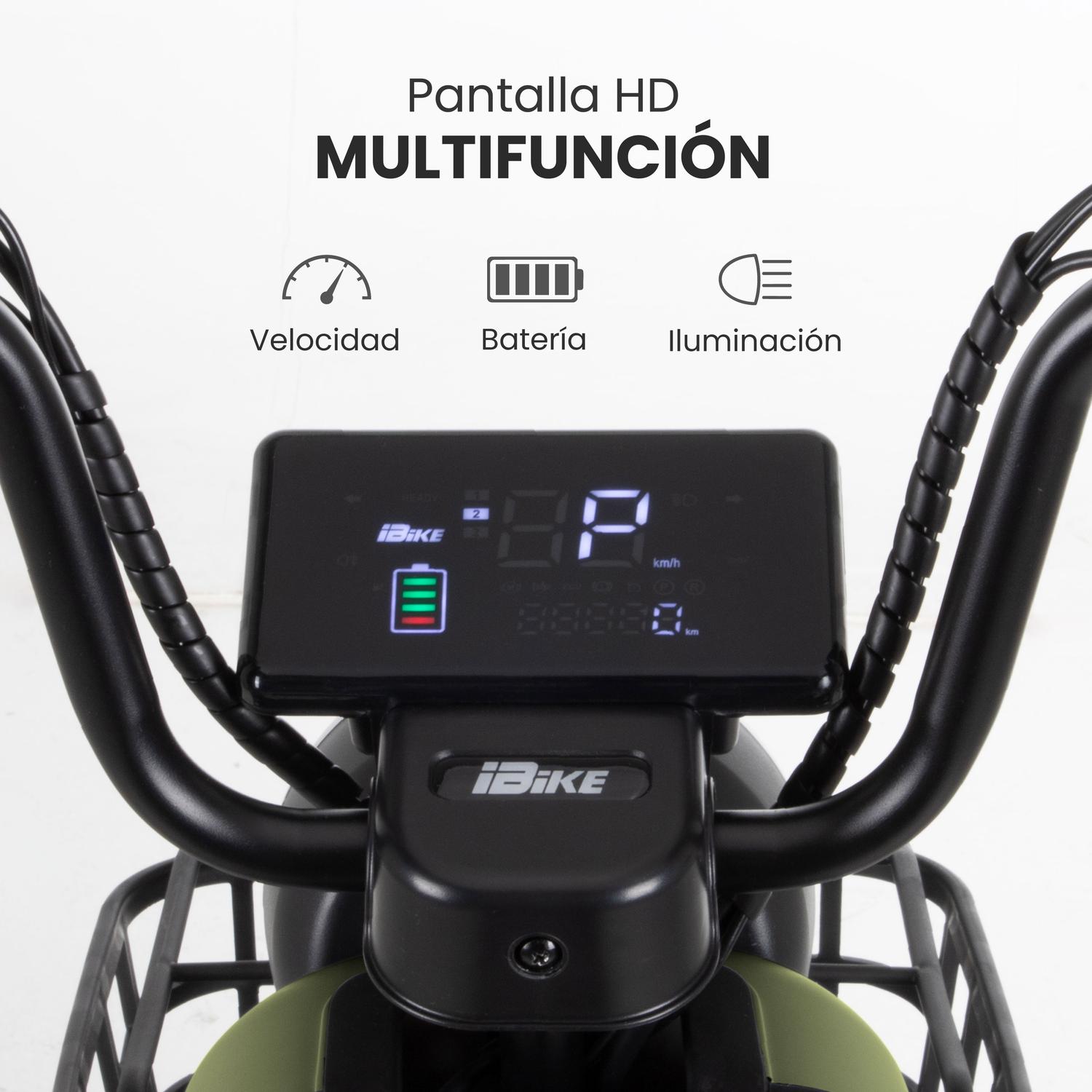 Bicicleta Eléctrica Motobici R14 Neon EX-1 Frenos de Tambor 350W 0-38 km/h 50km Acero verde