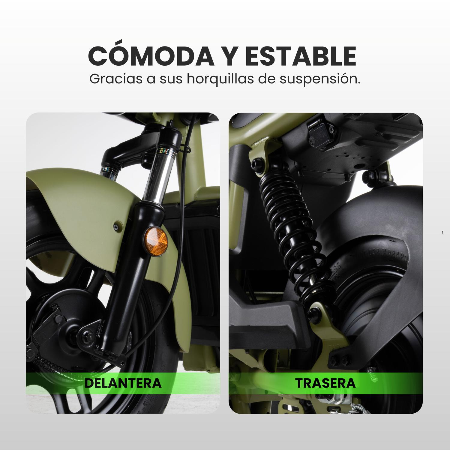 Bicicleta Eléctrica Motobici R14 Neon EX-1 Frenos de Tambor 350W 0-38 km/h 50km Acero verde