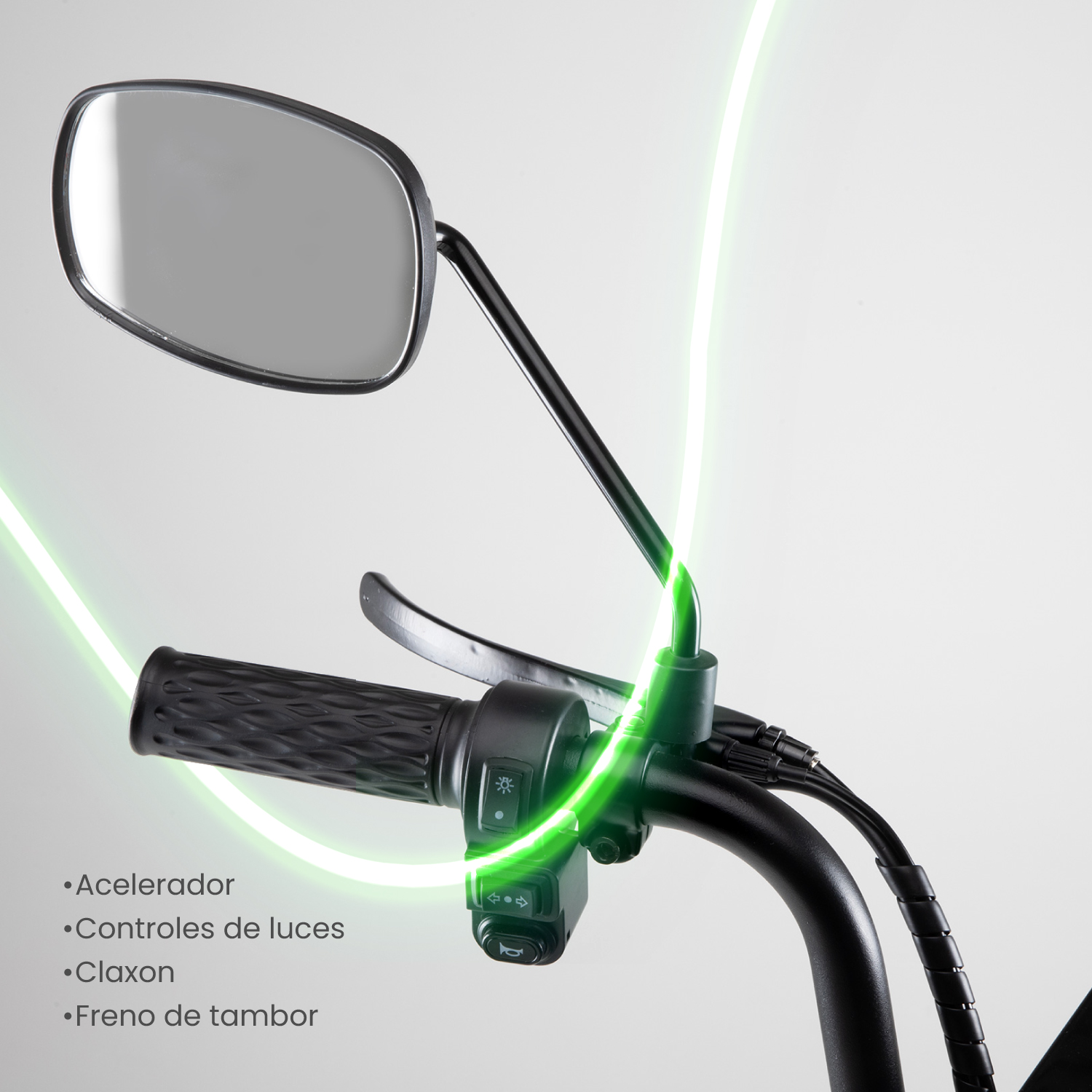 Bicicleta Eléctrica Motobici R14 Neon EX-1 Frenos de Tambor 350W 0-38 km/h 50km Acero verde