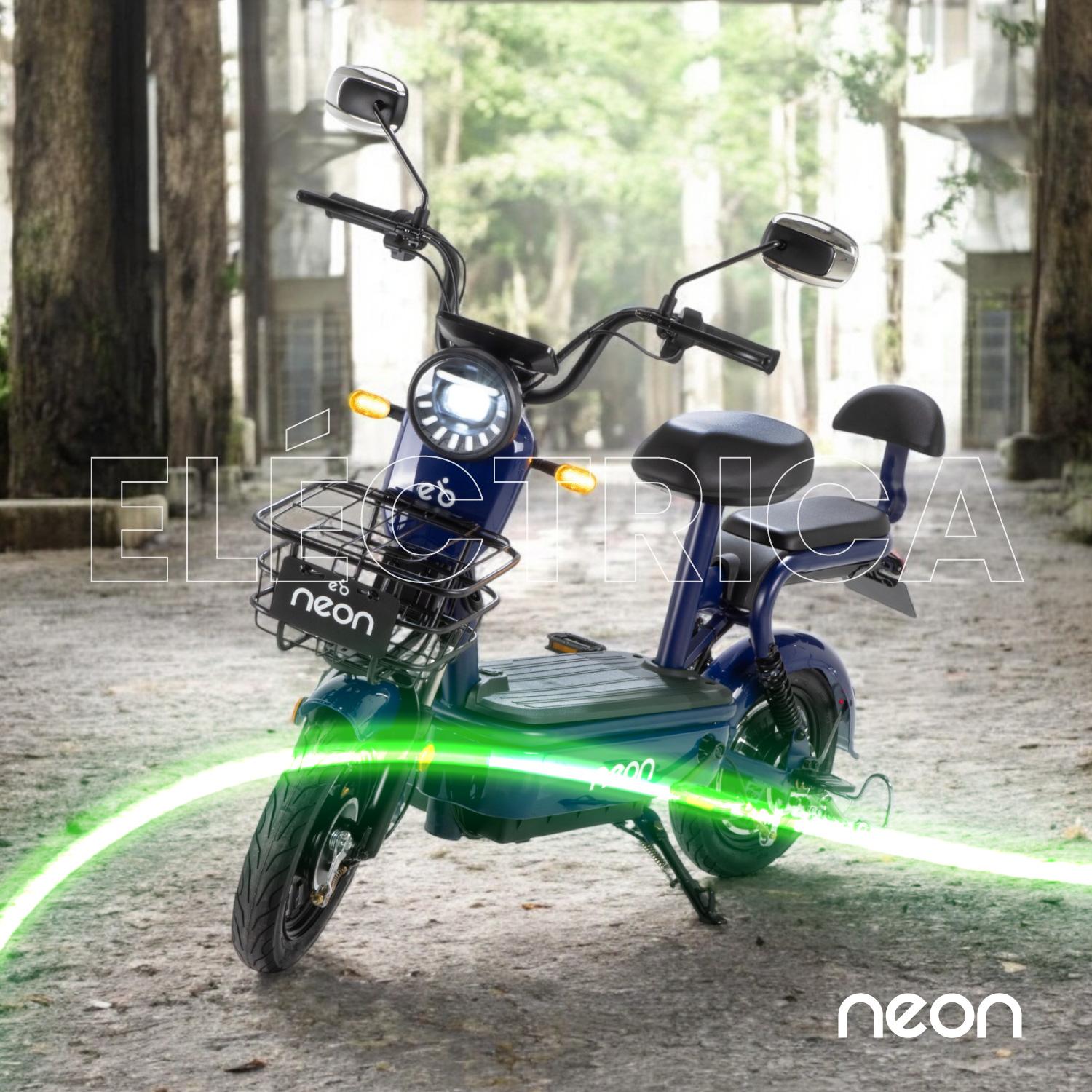 Bicicleta Eléctrica Motobici R14 Neon EX-1 Frenos de Tambor 350W 0-38 km/h 50km Acero verde