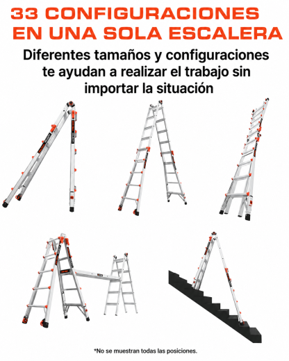 Little Giant Ladders Velocity Escalera plegable multiposición de 17 pies, aluminio, capacidad de carga de 300 libras, tipo 1A extra resistente, alcance de 18 pies, con niveladores de carraca y ruedas