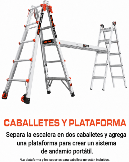Little Giant Ladders Velocity Escalera plegable multiposición de 17 pies, aluminio, capacidad de carga de 300 libras, tipo 1A extra resistente, alcance de 18 pies, con niveladores de carraca y ruedas