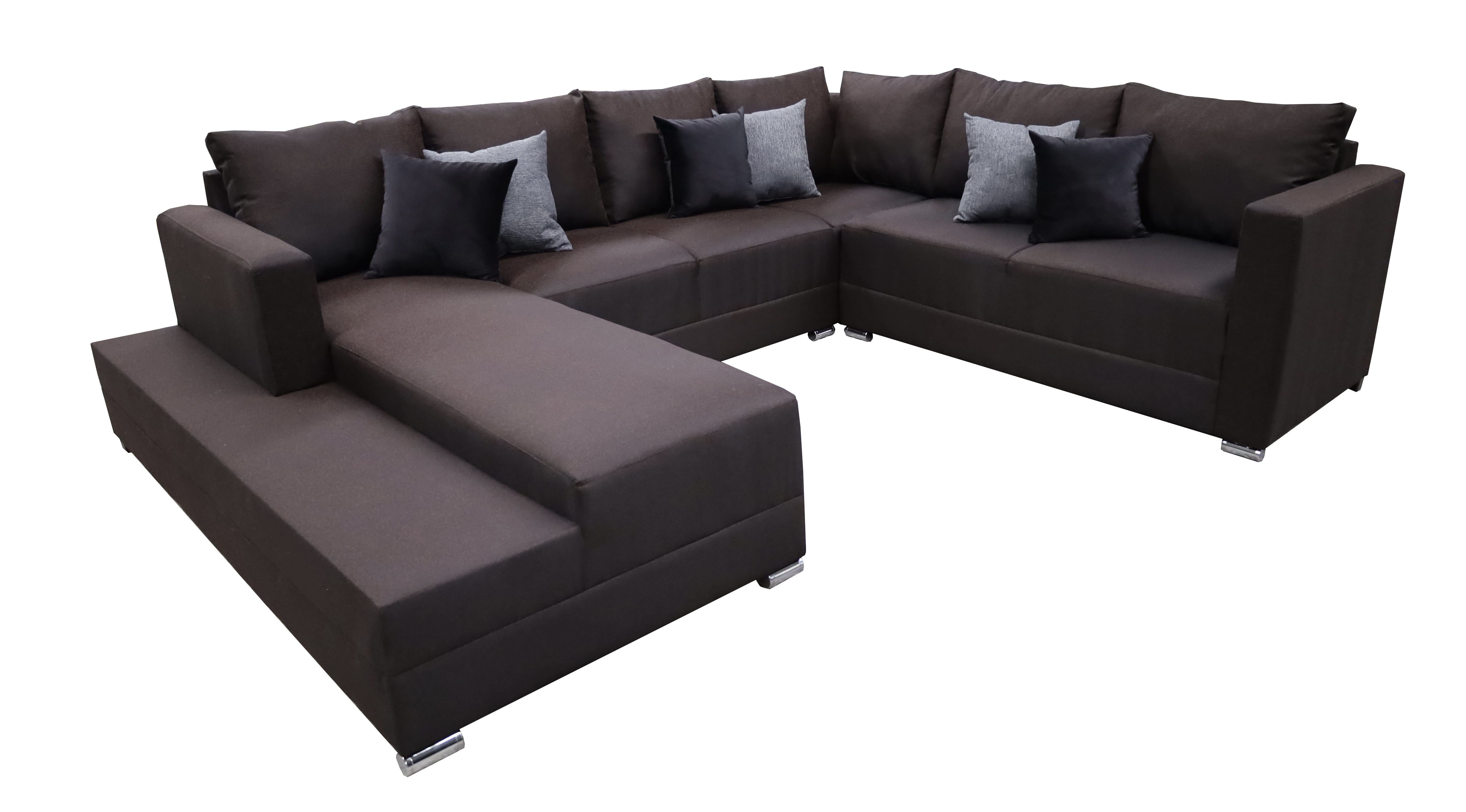 Sala esquinera en U El Bazar Store modelo Corbel gris oxford 4 salas en 1