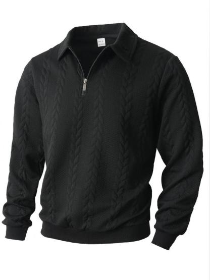 Sudadera de punto para hombre con cuello polo y manga larga — Ideal para el uso diario. Estilo «Old Money» con diseño de media cremallera y botones; un jersey casual, versátil, moderno y sencillo. Una prenda esencial para el guardarropa masculino.