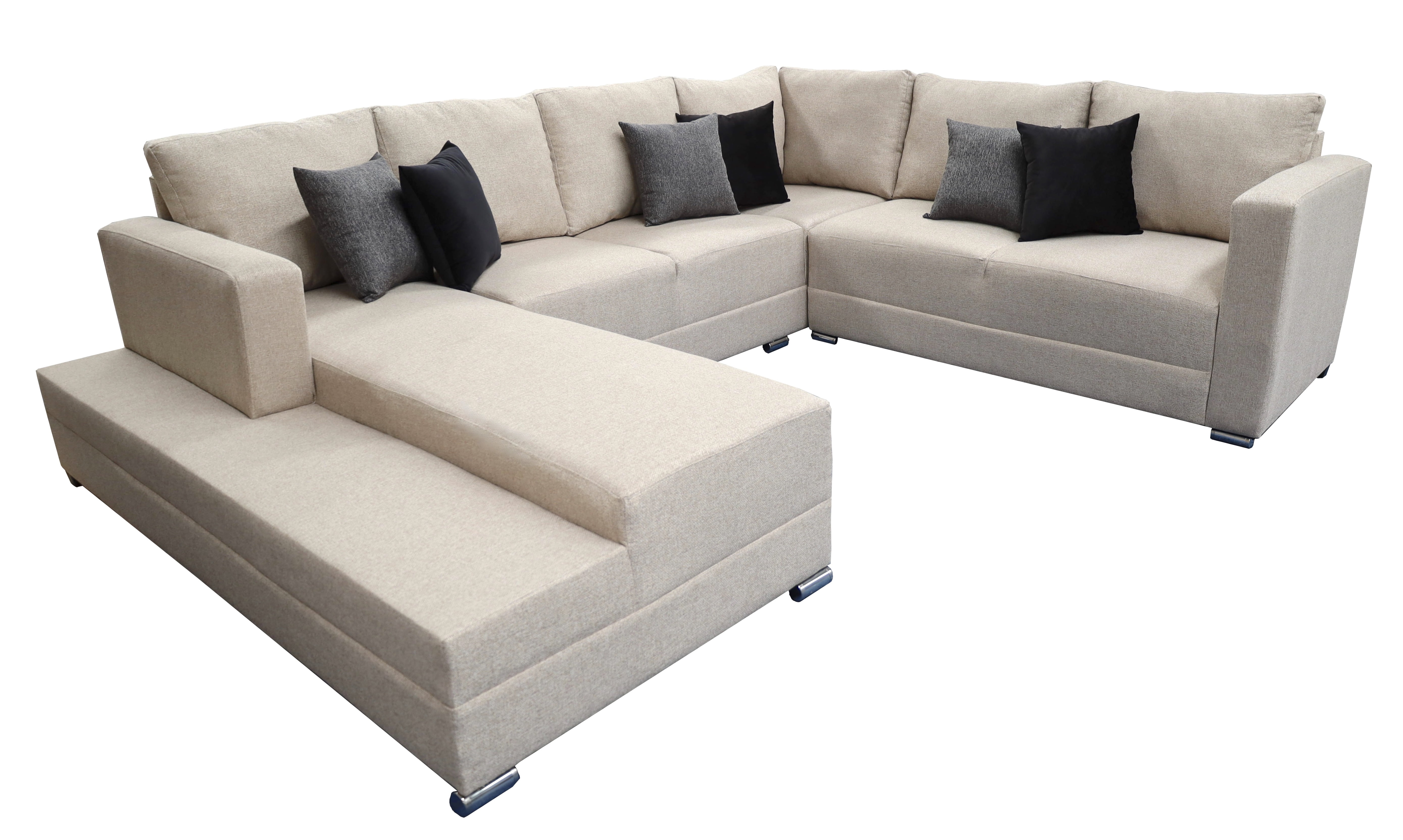 Sala esquinera en U El Bazar Store modelo Corbel gris oxford 4 salas en 1