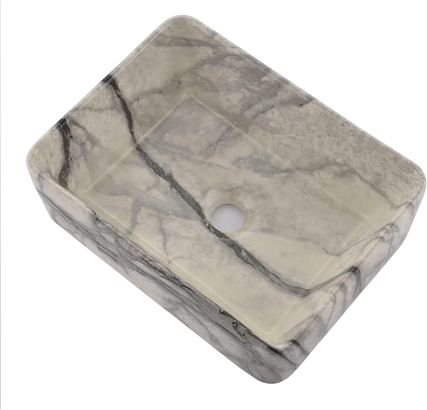 VOKIM - Conjunto de fregadero y llave de baño de 20 x 14 pulgadas, rectángulo moderno sobre el mostrador, porcelana negra, lavabo de cerámica y llave de bronce aceitado
