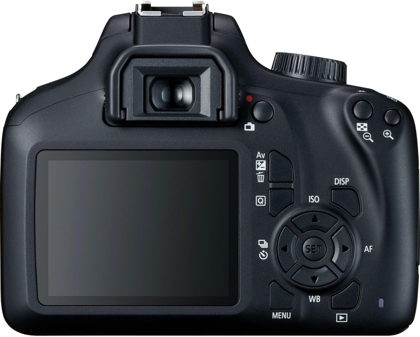 Cámara Canon EOS 4000D con Lente EF-S 18-55mm f/3.5-5.6 III y Accesorios Profesionales: Batería de Repuesto LPE10, Flash Esclavo, Bolsa Grande para Dispositivos en Negro