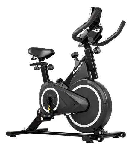 Centurfit Bicicleta de Spinning Fija Estacionaria Fitness Monitor Pulso Negro Compacta Silenciosa con Sistema de Transmisión por Banda y Resistencia Mecánica
