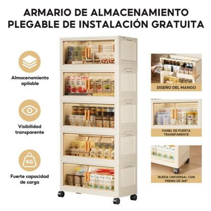 Closet Mueble Armarios Organizador Plegable Ruedas Marrón Claro 65*36*159 cm（Diferentes tamaños disponibles）