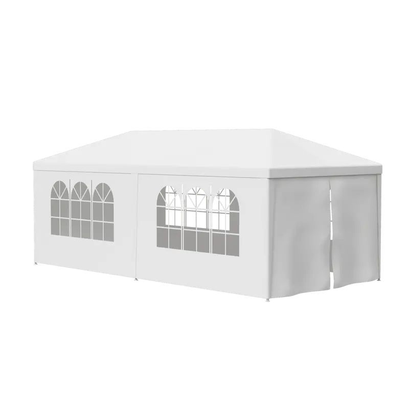 Gran carpa exterior con toldo - Carpa de 10x20 pies, estructura de acero blanco, protección UV para bodas, eventos de catering (tiendas de campaña y accesorios para deportes, acampada y senderismo al aire libre), toldo desmontable.