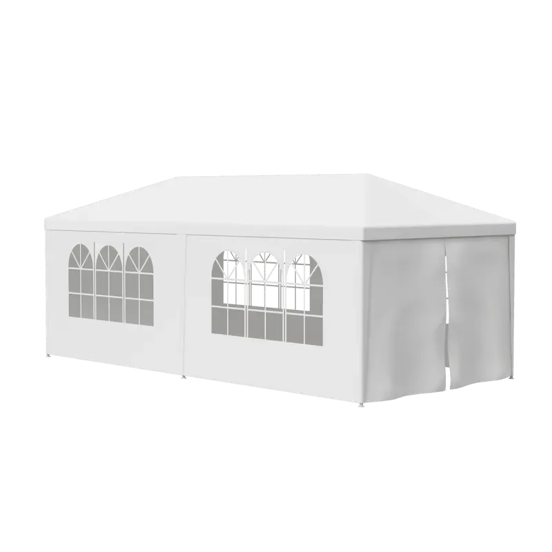 Gran carpa exterior con toldo - Carpa de 10x20 pies, estructura de acero blanco, protección UV para bodas, eventos de catering (tiendas de campaña y accesorios para deportes, acampada y senderismo al aire libre), toldo desmontable.
