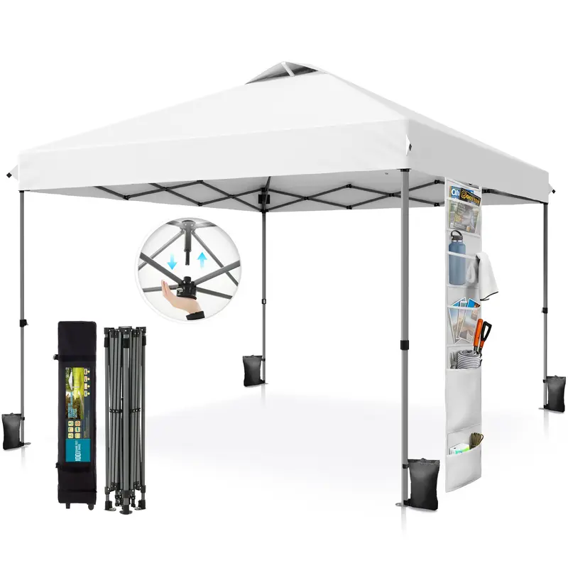 [Impermeable y resistente a los rayos UV] Carpa plegable PHIVILLA de 3,6x3,6 m, carpa portátil instantánea para exteriores, cenador para exteriores con cierre de un solo botón y bolsa con ruedas.
