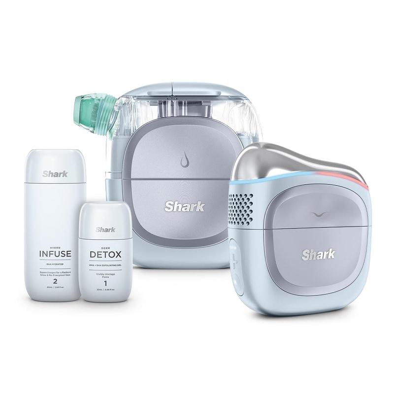 Shark FacialPro Glow en casa Sistema facial con tecnología hidráulica con terapia DePuffi caliente y frío - Dispositivo profesional de cuidado de la piel de spa para limpieza de poros, hidratación y