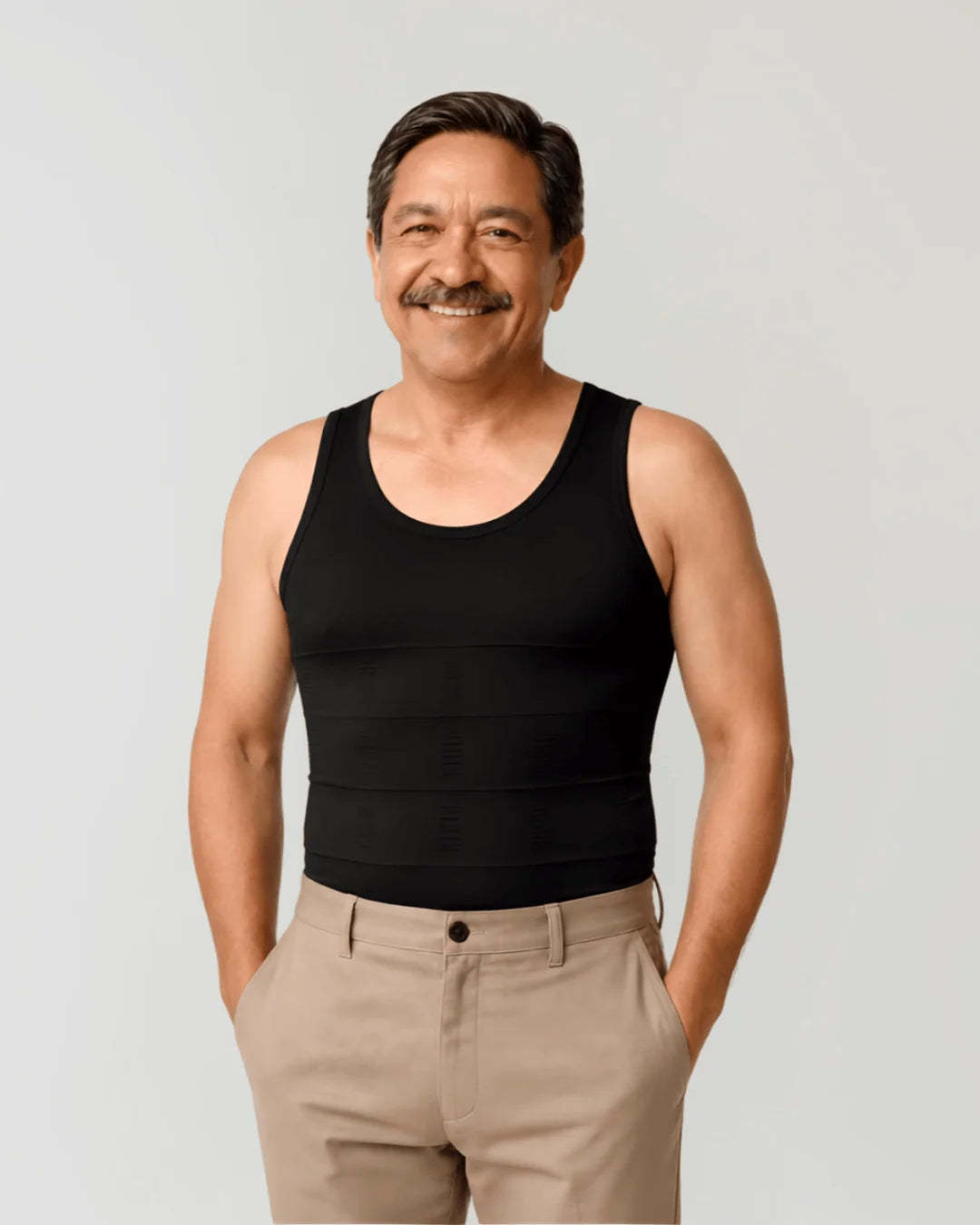 Camiseta de compresión adelgazante para hombre, control de abdomen, cambio en segundos