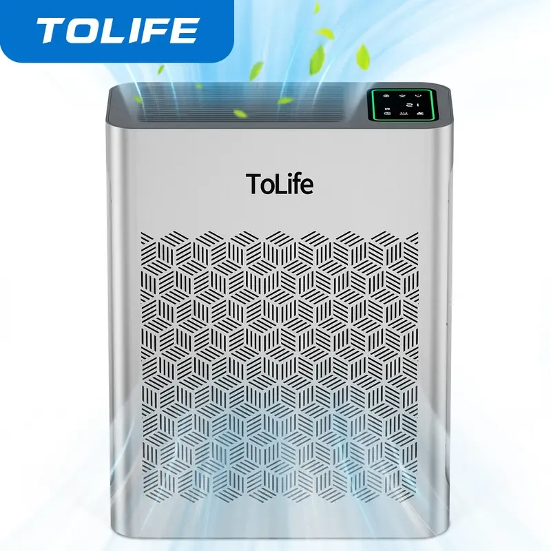 Purificador de aire ToLife TZ-K2 para habitaciones grandes (hasta 99 m²). Indicador de partículas PM 2.5, modo automático, temporizador, filtro HEPA: ¡elimina humo, polen y caspa de mascotas!