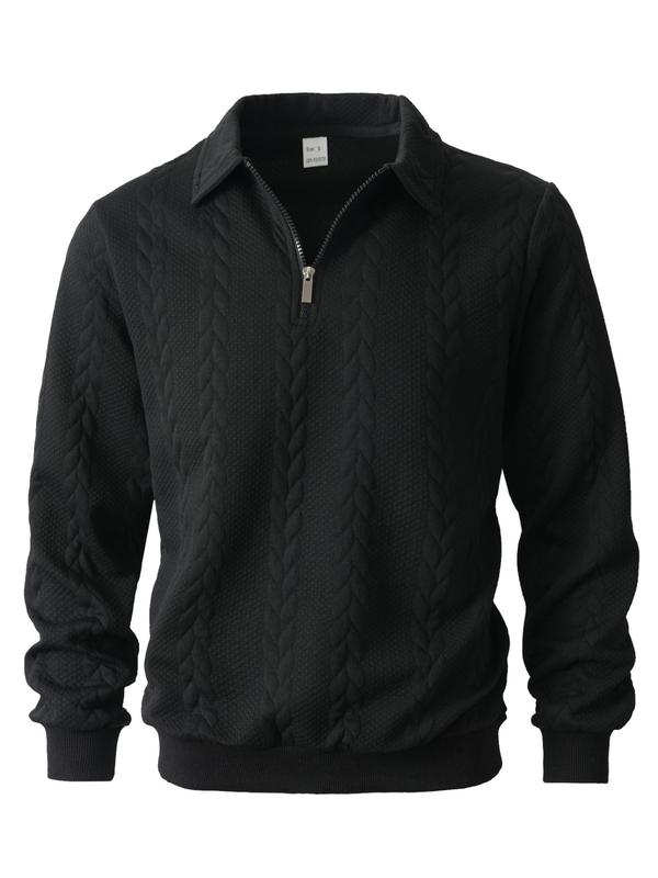Sudadera de punto para hombre con cuello polo y manga larga — Ideal para el uso diario. Estilo «Old Money» con diseño de media cremallera y botones; un jersey casual, versátil, moderno y sencillo. Una prenda esencial para el guardarropa masculino.
