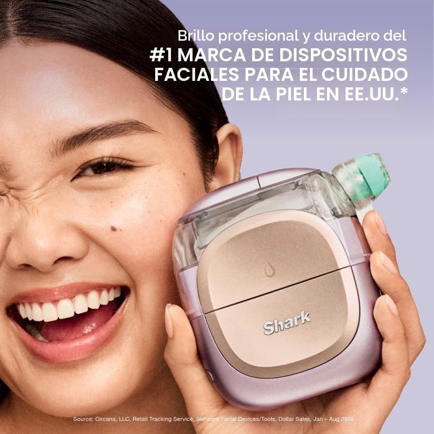 Shark FacialPro Glow en casa Sistema facial con tecnología hidráulica con terapia DePuffi caliente y frío - Dispositivo profesional de cuidado de la piel de spa para limpieza de poros, hidratación y