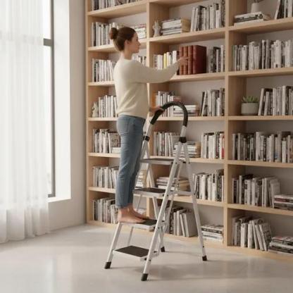 Escalera De Acero Tubular Tipo Tijera Plegable 4 Escalones