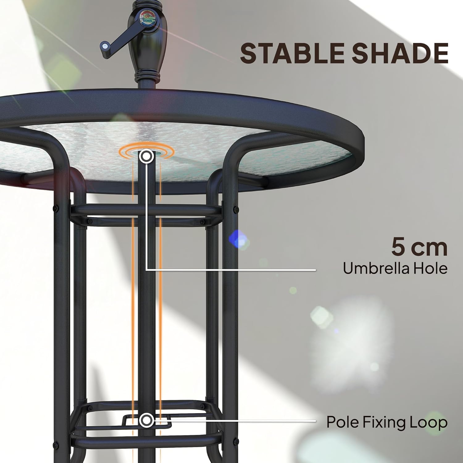 Outsunny - Juego de 4 Muebles de Comedor para Patio al Aire última intervensión, 2 sillas Plegables, Paraguas de ángulo Ajustable, Mesa de Comedor de Vidrio Templado con Textura Ondulada, Color café