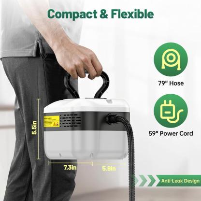 Limpiador de vapor portátil de mano con 10 accesorios, niveles ajustables, calentamiento rápido, ideal para cocina, baño, azulejos y limpieza de autos.