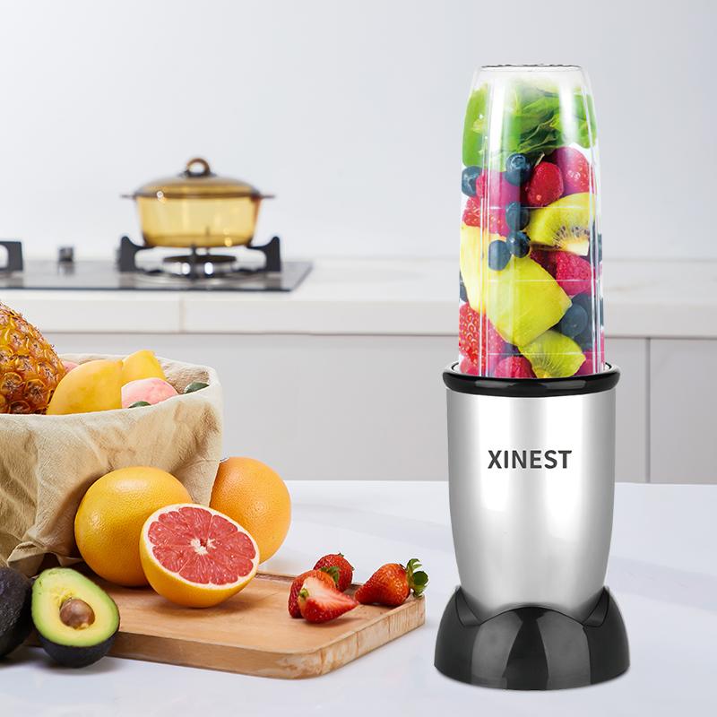 Xinest 500w Licuadora Portátil Con 2 Vaso De Plástico Color Plateado