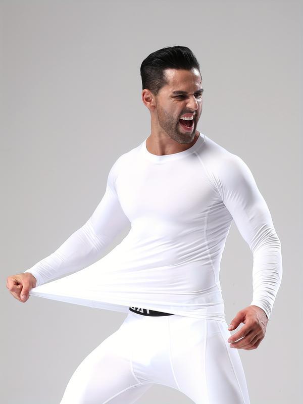 4 camisetas deportivas de manga larga para hombre, ajustadas y moldeadoras, camiseta de compresión, transpirable y cómoda, ideal para correr, entrenar y ciclismo, Top de Ropa Deportiva,Ropa de Ciclismo,Camiseta de Rendimiento,Camiseta Muscle Fit,Camiseta