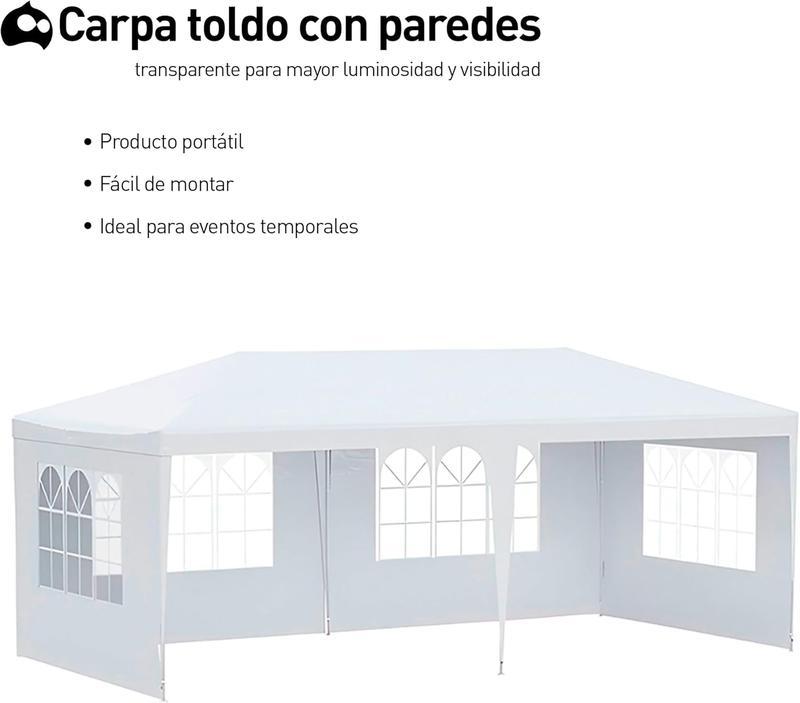 Bluelander Toldo con Carpa Impermeable con Ventanas Laterales para Eventos Fiestas y Jardín Espacio Protegido y Fresco