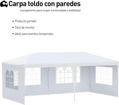Bluelander Toldo con Carpa Impermeable con Ventanas Laterales para Eventos Fiestas y Jardín Espacio Protegido y Fresco