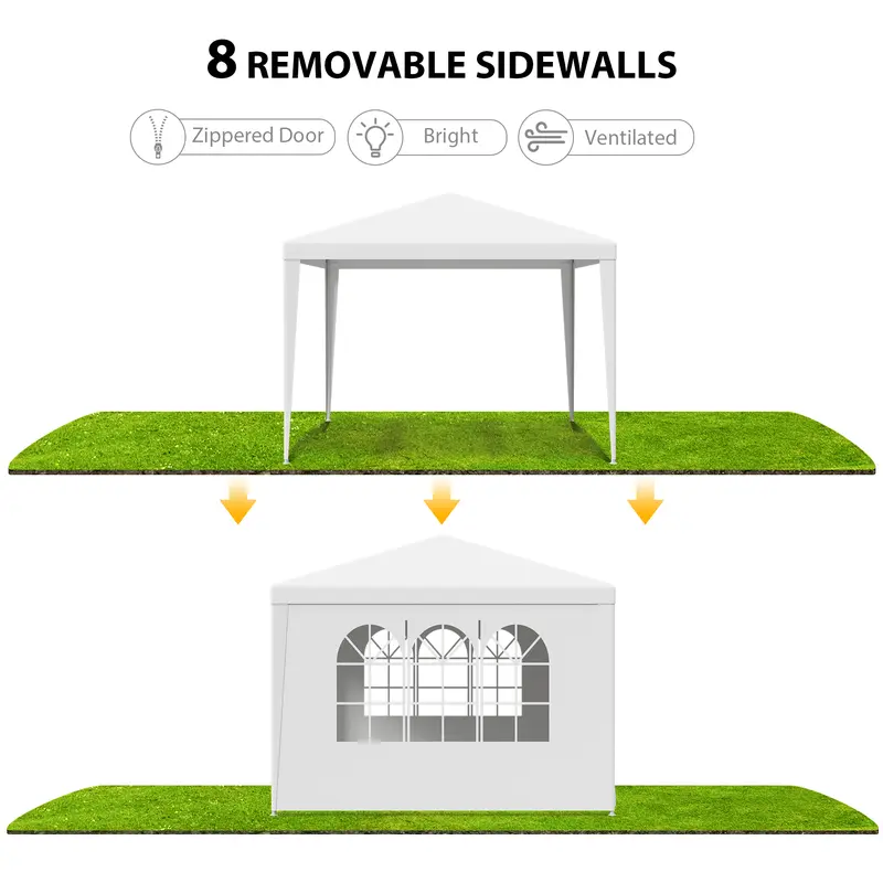 Gran carpa exterior con toldo - Carpa de 10x20 pies, estructura de acero blanco, protección UV para bodas, eventos de catering (tiendas de campaña y accesorios para deportes, acampada y senderismo al aire libre), toldo desmontable.