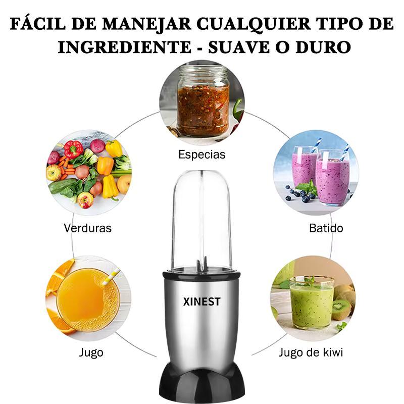 Xinest 500w Licuadora Portátil Con 2 Vaso De Plástico Color Plateado