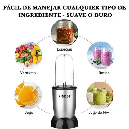 Xinest 500w Licuadora Portátil Con 2 Vaso De Plástico Color Plateado