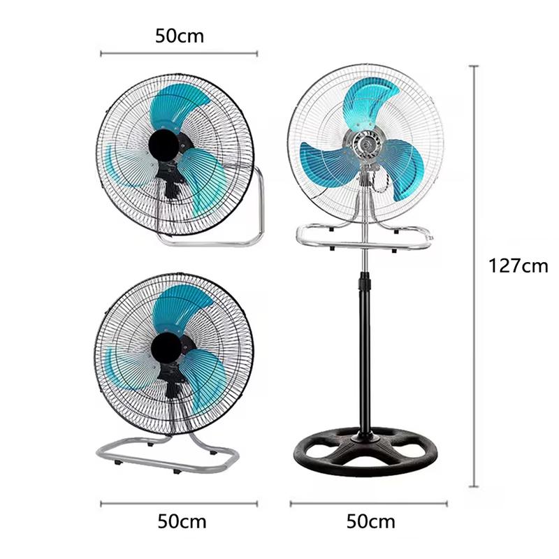 Ventilador de Pie 3 en 1 18\" con Oscilación 180°, 3 Velocidades, Motor Silencioso, Rejilla de Protección, Base Ajustable y Estable para Interior, Ahorrador de Energía, Control Mecánico, Ideal para Casa, Dormitorio y Oficina