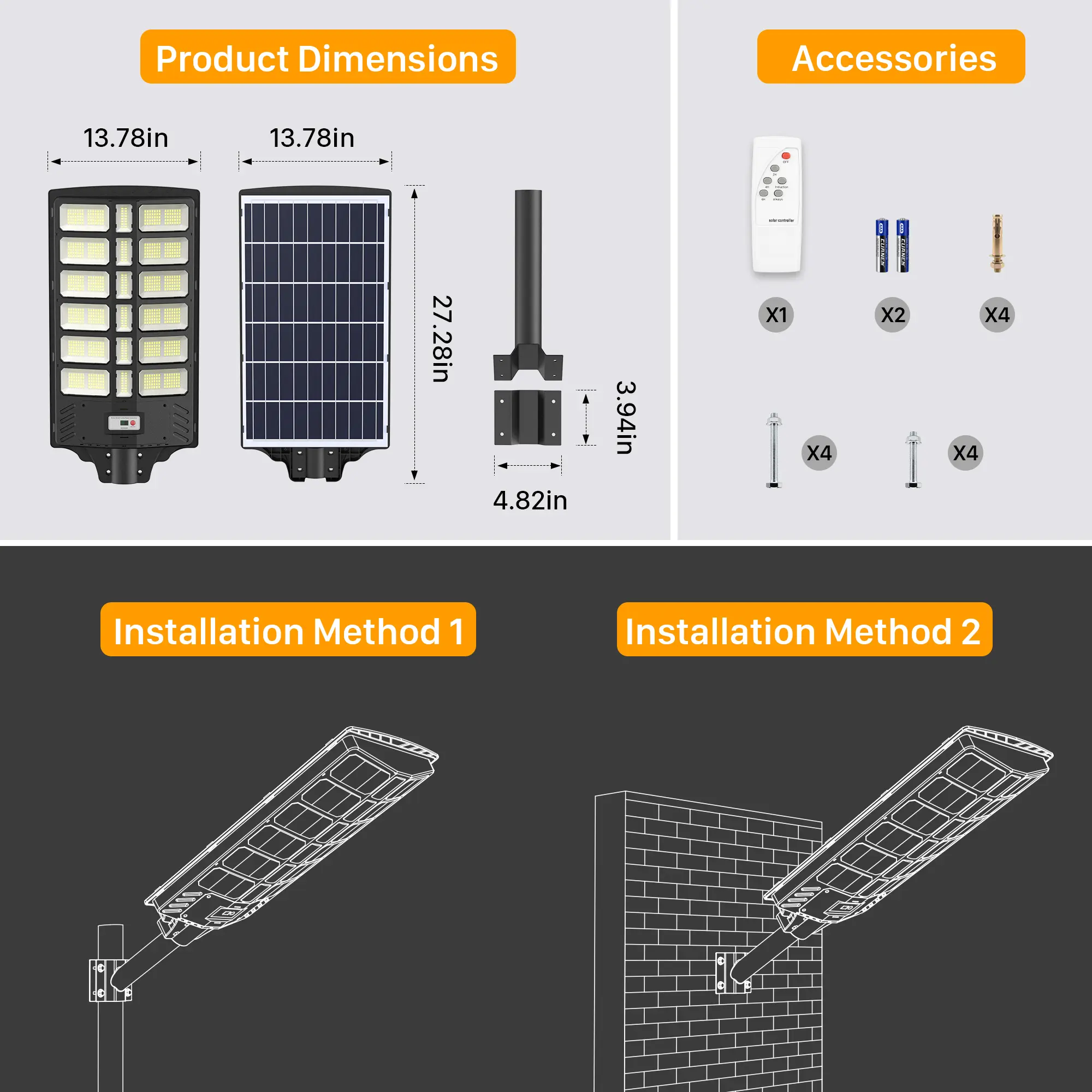 Lámpara solar de pared para exteriores – LED con sensor de movimiento y 3 modos | Luz de seguridad impermeable IP66 con control remoto | Luz para jardín, patio y porche | Iluminación solar para exteriores