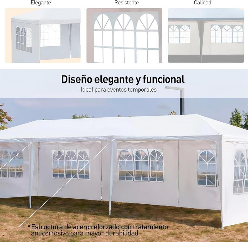 Bluelander Toldo con Carpa Impermeable con Ventanas Laterales para Eventos Fiestas y Jardín Espacio Protegido y Fresco