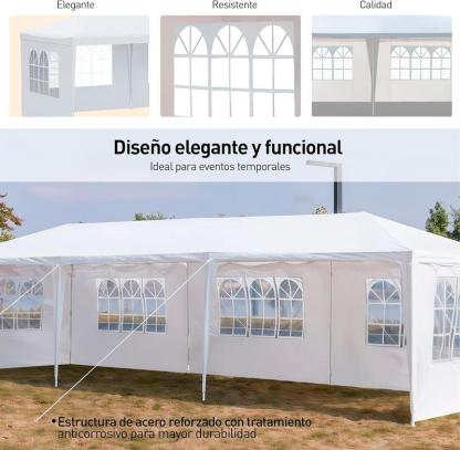 Bluelander Toldo con Carpa Impermeable con Ventanas Laterales para Eventos Fiestas y Jardín Espacio Protegido y Fresco