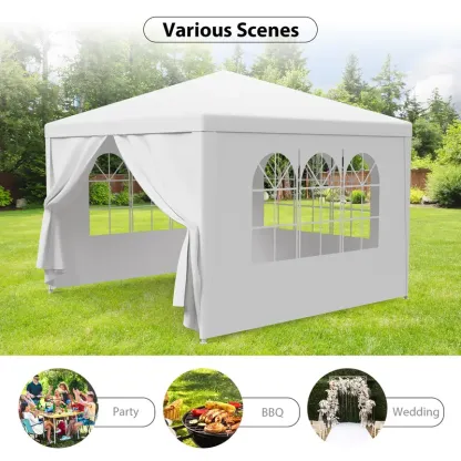 Gran carpa exterior con toldo - Carpa de 10x20 pies, estructura de acero blanco, protección UV para bodas, eventos de catering (tiendas de campaña y accesorios para deportes, acampada y senderismo al aire libre), toldo desmontable.