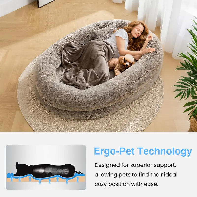 Cama ortopédica para perros 68"x35"x14", sofá tumbona de piel sintética para todo clima, incluye almohada y manta. Lavable y resistente, alivia dolor articular, ideal para perros de más de 80 libras, excelente regalo para amantes de mascotas.